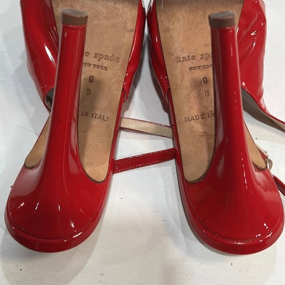 KATE SPADE, sz 9B, Red Patent Leather Heels, Slingback, Open Toe, size 9B - Picture 11 of 11